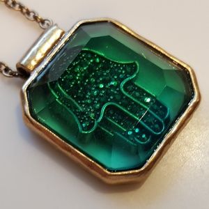Lucky Brand Glass Hamsa Necklace